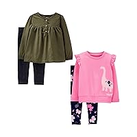 Toddlers and Baby Girls' 4-Piece Long-Sleeve Shirts and Pants Playwear Set
