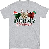 Merry Christmas Teacher Plaid Leopard Apples T-Shirt Funny 2021 for Teachers T-Shirt