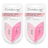 The Creme Shop Precision Grip Facial Hair Razors: Multipurpose Dermaplaning Tool for Safe Removal of Eyebrow Strays, Facial and Body Hair, Ergonomic Design for Softer, Smoother Skin (Set of 2)