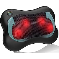 Zyllion Shiatsu Back and Neck Massager with Heat - 3D Kneading Deep Tissue Electric Massage Pillow for Chair, Car, Muscle Pain Relief on Shoulders, Legs, Foot - Black (ZMA-13)