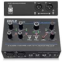 Professional USB Audio Interface with MIC, Guitar, AUX Stereo Inputs, Phone/Monitor Outputs, Ideal for Computer Playing & Recording, Compact Rugged Metal Housing - PMUX6