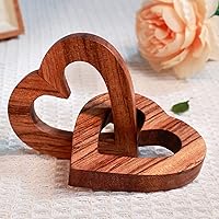 Valentine's Day Romantic Heart Gifts for Her, Handmade Wood Hearts Shape for Couple Wife Husband Wedding Anniversary Birthday Present (Linked Hearts (7CM))
