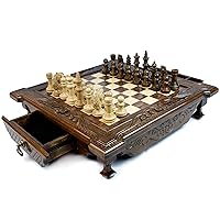 Unique Big Chess Set with Storage Handmade Wooden Chess Large Inlaid Chessboard Luxury Chess