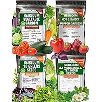 Most Needed Vegetable, Greens, Sweet and Hot Pepper, Including Culinary and Medicinal Herb Seeds - 100% Non GMO Heirloom and USA Grown - Seeds for Planting Outdoor, Indoor, and Hydroponic