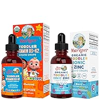 USDA Organic Cocomelon Vitamin D3 K2 Liquid Drops for Toddlers & Toddler Liquid Zinc Bundle by MaryRuth's | Calcium Absorption | Strong Bones | Zinc Sulfate for Immune Support | Vegan