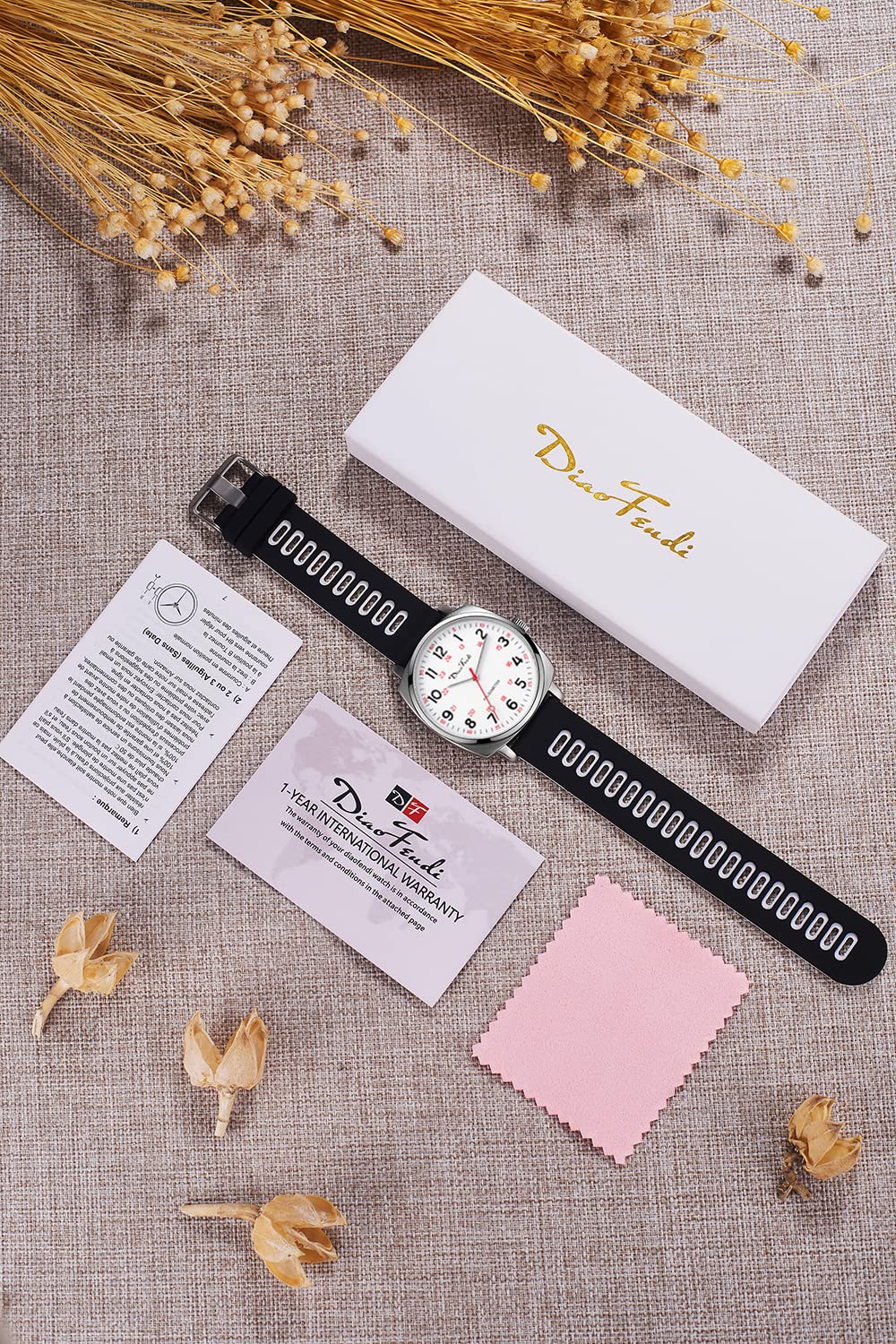 Diaofendi Nurse Watch for Medical Students,Doctors,Women Men with Second Hand and 24 Hour, Easy to Read Waterproof Watch