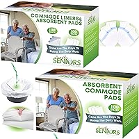 100 Commode Liners with 200 Absorbent Pads - Bedside Commode Liners & Pads - Portable Toilet Bags for Porta Potty - No More Days Washing The Bucket - Portable & Camping Toilet Bags