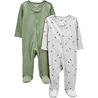 Simple Joys by Carter's Unisex Baby 2-Pack 2-Way Zip Textured Sleep and Play