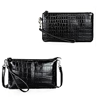 befen Black Crocodile Small Wristlet Crossbody Clutch Purse with Black Crocodile Wristlet Clutch Wallet for Women