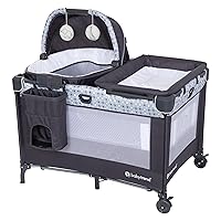 Baby Trend Nursery Suite EZ-Fold Playard with Portable Rocking Lounger and Flip Over Changer, Pebble Stone Grey