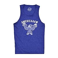 Americaaaw Mens Fitness Tank Funny 4th of July Merica Bald Eagle Beer Drinking Graphic Party Shirt