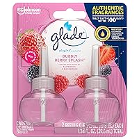 Glade PlugIns Refills Air Freshener, Scented and Essential Oils for Home and Bathroom, Bubbly Berry Splash, 1.34 Fl Oz, 2 Count