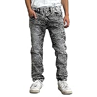 Enrica Men's Straight Slim Fit Ripped Distressed Jeans with Patches Pants