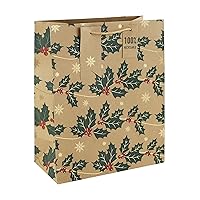 Clairefontaine cfX-31331-2 Christmas Paper Bag, Craft (100% Recycled Paper), Snow Holy, Size M, 10.4 x 13.0 x 5.5 inches (26.5 x 33 x 14 cm), Mini Tag Included, Foil Stamped