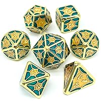 Metal DND Dice Set for Dungeons and Dragons Role Playing Games Tabletop Die (Model E Color T)