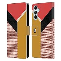 Head Case Designs Tangerine Colour Block Chevron Leather Book Wallet Case Cover Compatible with Samsung Galaxy M14 5G