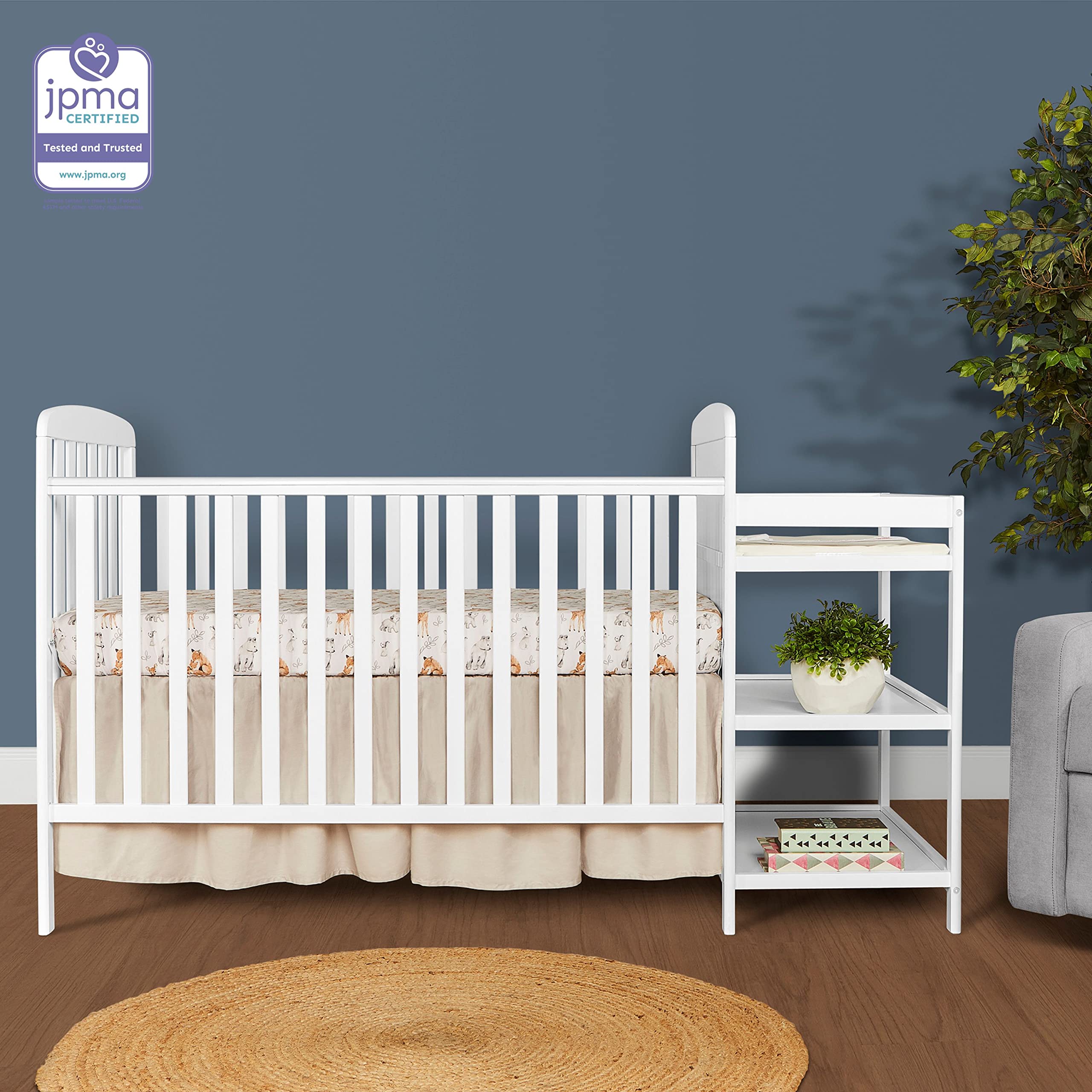 Dream On Me Anna 4-In-1 Full-Size Crib And Changing Table Combo In White