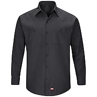 Red Kap Men's Size Long Sleeve Mimix Work Shirt, Black, Large/Tall