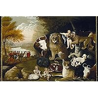 HISTORY GALORE 24x36 gallery poster, One of over 60 versions of The Peaceable Kingdom painted by Edward Hicks, c. 1833-1834 Edward Hicks