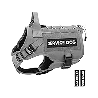 PETNANNY Tactical Dog Harness - Service Dog Harness Emotional Support Dog Vest for Medium Large Dogs, No Pull ESA Dog Vest with Hook & Loop, Working Molle Vest for Training Huntin(Grey,M)