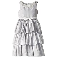 Girls 7-16 Party Dress with Tiered Bottom and Tie Waist