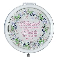 Christian Art Gifts Inspirational Portable Floral Makeup Compact Mirror for Women: Blessed Bible Verse 1x/2x Magnification Cute Chrome Double-sided Case for Purses, Travel Bags, Pink Multicolor Floral