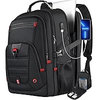 Z-MGKISS Extra Large Travel Backpack, TSA Backpack 17.3 Inch, 50L Durable Anti Theft 17 Inch Big Business Laptop Backpack, Gifts for Men & Women, Water Resistant Bag with USB Port, Black