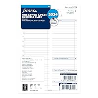 Filofax Calendar Diary Refill, A5 Size, One Day on One Page with Appointments, Business Diary, White Paper, English, 2024 (C68519-24)