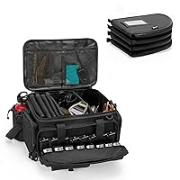 DSLEAF Tactical Pistol Range Bag with 4 Pistol Cases, Padded Gun Duffle Range Bag with 16X Magazine Slots and Extra Pockets for Ammo and Essentials (Patent Design)