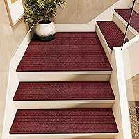 Stair Treads for Concrete Steps/Wooden Steps for Outdoor/Indoor, Stair Mats Non Slip Washable, Mud and Water Resistant Rug, Cuttable Carpet Rubber Bottom Stair Treads for Pet Dog, Elders and Kids (Co