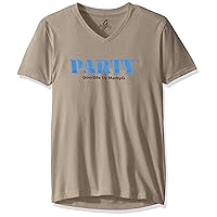 Party Graphic Printed Premium Tops Fitted Sueded Short Sleeve V-Neck T-Shirt