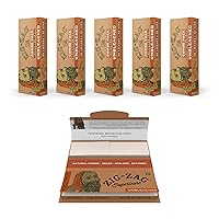 Zig-Zag Rolling Papers - 1 1/4 Unbleached Combo Packs: 5 Packs Rolling Papers & Tips - 100% Unbleached Tips, Vegan, GMO/Dye/Chlorine-Free 50 Papers & 50 Tips per Pack. 78 mm