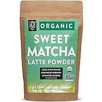 FGO Organic Sweet Matcha Latte Powder, Japanese Matcha, Brazilian Sugar, 16oz (Pack of 1)