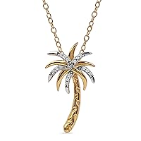 Sterling Silver 1/20Ct TDW Diamond Palm Tree Fashion Pendant Necklace for Women(I-J, I2)