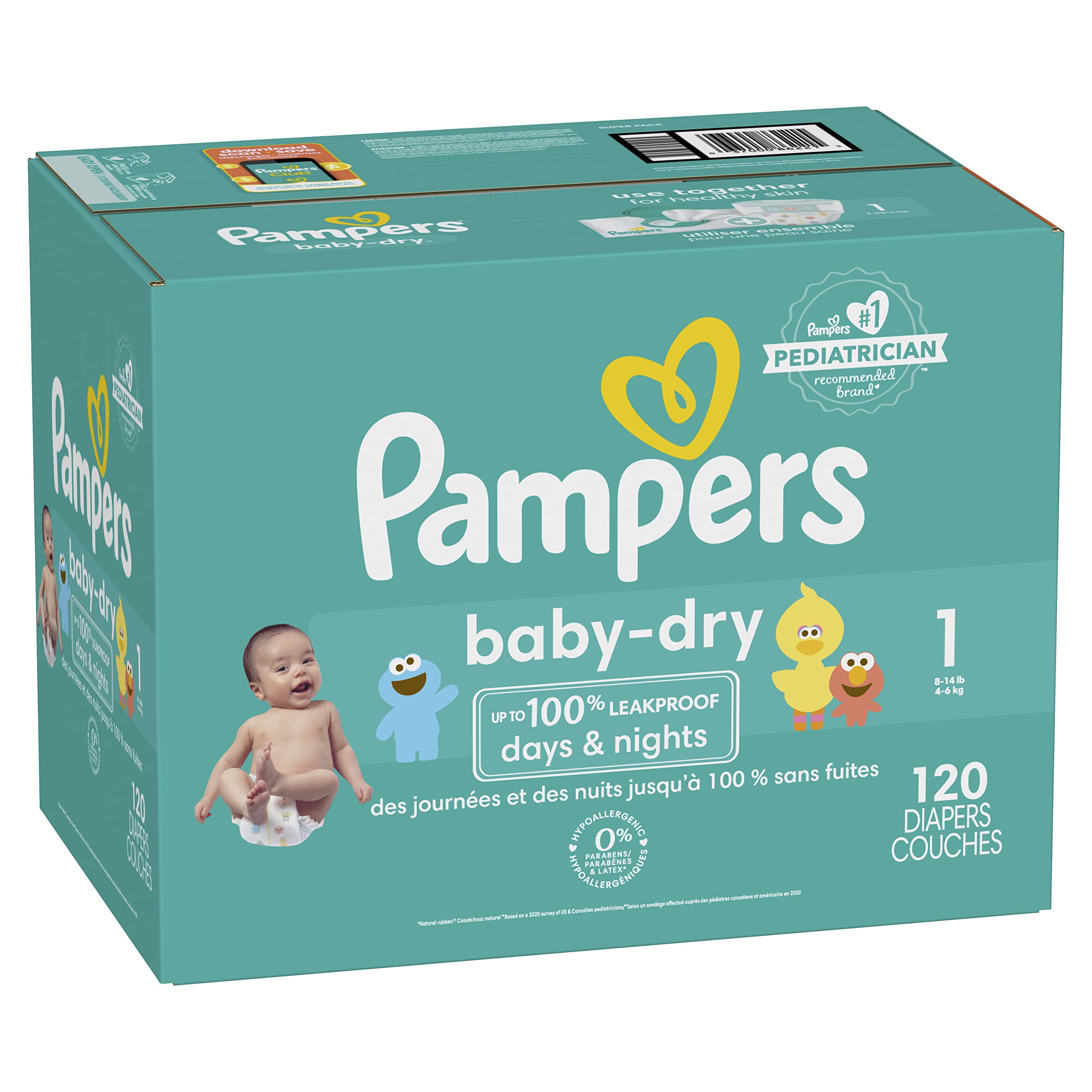 Pampers Baby Dry Diapers Size 1 120 Count