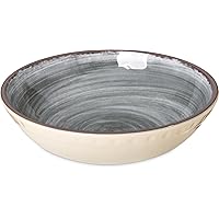 Carlisle FoodService Products Mingle Reusable Plastic Bowl Cereal Bowl with Pottery Style for Home and Restaurant, Melamine, 32 Ounces, Smoke