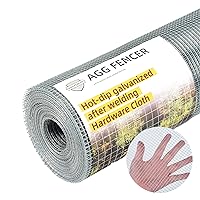 24in x 100ft Hardware Cloth 1/4 inch 23Ga Hot Dipped Galvanized After Welding, Chicken Coop Wire Fence, Garden Plant Welded Metal Wire Fencing Roll Mesh, Poultry Animal Netting Cage Screen