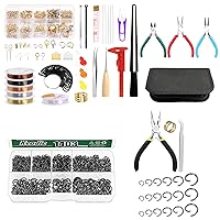 Keadic 2350Pcs Jewelry Making Tool with Jewellery Findings Kit Includes Round Ring Connectors, Beading Wires, Jewelry Pliers, Cord Ends, Lobster Clasps, Earring Hooks, Eye Screw Pins