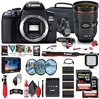 Canon EOS Rebel 850D / T8i DSLR Camera (Body Only) + 4K Monitor + Canon EF 24-70mm Lens + Pro Mic + Pro Headphones + 2 x 64GB Card + Case + Filter Kit + Photo Software + More (Renewed)