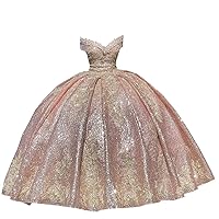 2024 Gold Flowers Lace Embroidery Ball Gown Mexican Quinceanera Prom Formal Dresses Charro Glitter Sequined Fabric