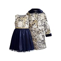 Emily West girls Metallic Textured Coat Set With Matching Tulle Dress
