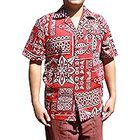 RaanPahMuang 100% Cotton Men Hawaiian Shirt, Short Sleeve, Button Down Shirt Print | Light, Soft and Comfy