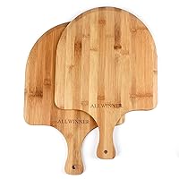 Pizza Peel 12 Inch, 2 Pack Bamboo Pizza Paddle, Wooden Pizza Peels for Making Pizza, Pizza Bread Pie Cutting Board for Kitchen
