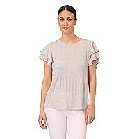 Adrianna Papell Women's Pleated Knit Double Sleeve Top