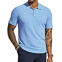 PJ PAUL JONES Mens Knit Polo Shirts Casual Short Sleeve Texture Golf Shirt