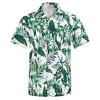 ELETOP Men's Hawaiian Shirt Quick Dry Tropical Beach Shirts Short Sleeve Aloha Holiday Casual Cuban Shirts