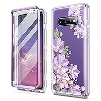 SURITCH for Upgraded Samsung Galaxy S10 Case, [Built-in Anti-Scratch Screen Protector] [Dual-Layer Protection] 360°Full Protection Shockproof Protective Phone Case Fit Cover 6.1 Inch - Purple Cosmos