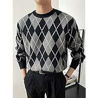 Sweaters for Men- Men Argyle Pattern Sweater (Color : Multicolor, Size : Small)