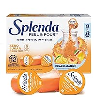 Splenda Peel and Pour Zero Calorie Drink Mix, Peach Mango, Naturally Flavored Sugar Free Concentrate, 12 Multi Serve Liquid Pitcher Pods