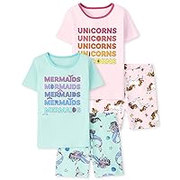 The Children's Place Girls' Sleeve Top and Shorts Snug Fit 100% Cotton 2 Piece Pajama Sets